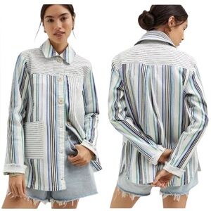 Anthropologie Maeve Multicolor Striped Shirt Jacket